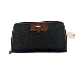 Rosetti Double Zip Organizer Wallet Womens Black Brown 59033KL Pebbled Leather